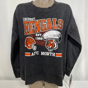 Cincinnati Bengals NFL Distressed Charcoal Sweatshirt Juniors MEDIUM 7/9 NWT